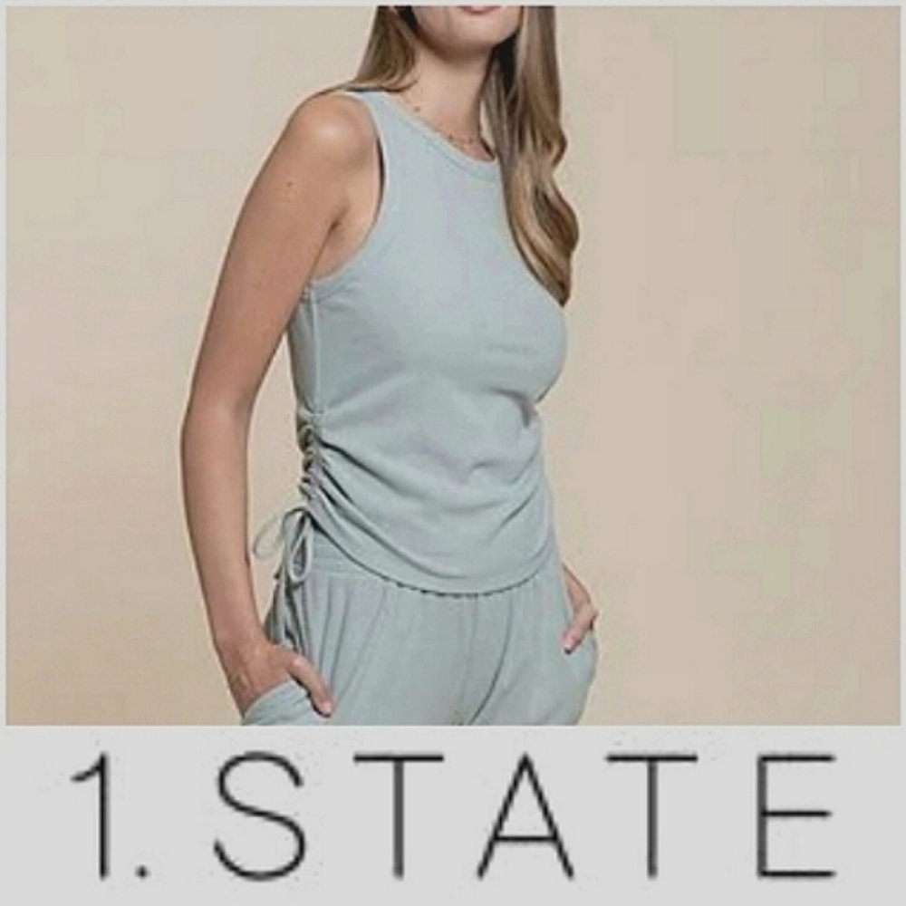 1. State Side Tie Crew Neck Knit Top